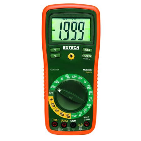 EX410A Extech  Backlit LCD Multimeter, 10A ac Max, 10A dc Max, 600V ac Max