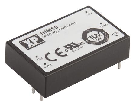 JHM1512S05 XP Power JHM15 DC-DC Converter, 5V dc/ 3A Output, 9 → 18 V dc Input, 15W, Through Hole, +80°C Max Temp -40°C Min