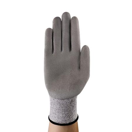 48711100 Ansell Grey HPPE, Spandex Cut Resistant Work Gloves, Size 10, Polyurethane Coating