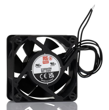 239-9458 RS PRO Axial Fan, 230 V ac, AC Operation, 28.2cfm, 4.2W, 20mA Max, 60 x 60 x 25mm