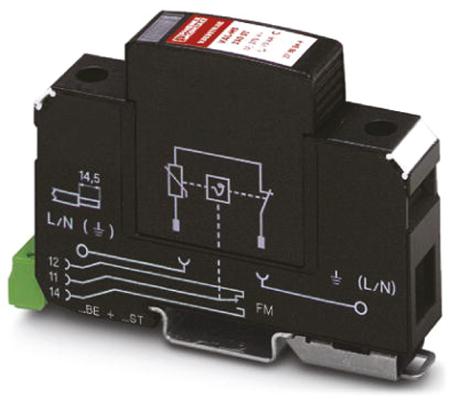2839130 Phoenix Contact, VAL-MS 230/FM Surge Arrester 275 V ac Maximum Voltage Rating 40kA Maximum Surge Current Type 2 Arrester