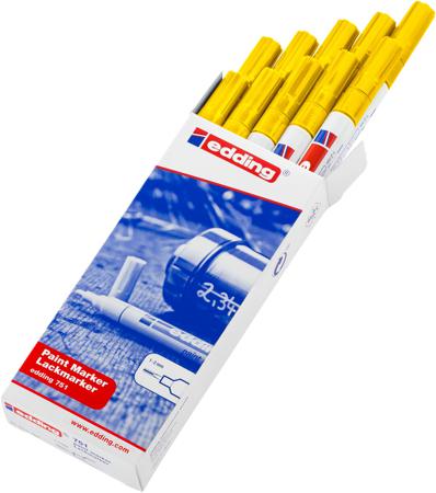 RS-4-751005 Edding Yellow 1 → 2mm Fine Tip Paint Marker Pen for use with Glass, Metal, Plastic, Wood
