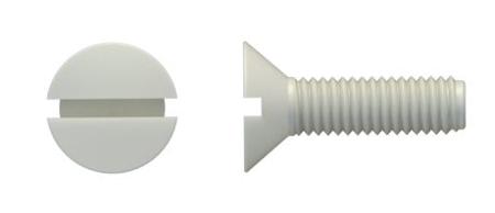 326-878 RS PRO Slot M4 Countersunk Nylon 66 Machine Screws DIN 963, ISO 2009 x 8mm
