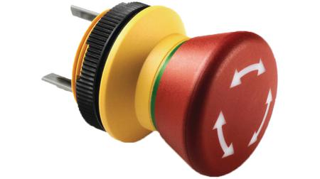 1.15.105.001/0000 RAFI LUMOTAST 22 Series Latching Emergency Stop Push Button, PCB, 22.3mm Cutout, DPST, IP65