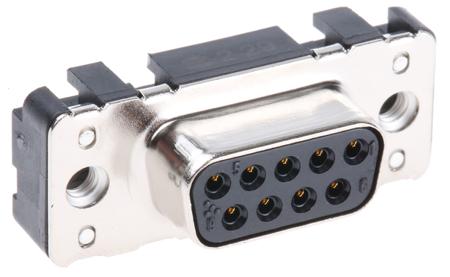 09661516512 HARTING 9 Way Through Hole D-sub Connector Socket, 2.74mm Pitch, with 4-40 UNC Threaded Inserts, Boardlocks