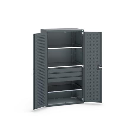 40021109-77V Bott 2 Door, 3 Drawer Sheet Steel Floor Standing Cupboard, 1050 X 650 X 2000mm