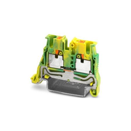 1073555 Phoenix Contact 5-NS 35, MPT 2 Series Green/Yellow Feed Through Terminal Block, 2.5mm², 1-Level, Push In Termination