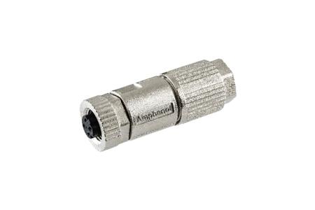 MSDS-04BFFD-SL8001 Amphenol Industrial Industrial Circular Connectors, 4 Contacts, Cable Mount, M12 Connector, Socket, Female, IP68, MSDS