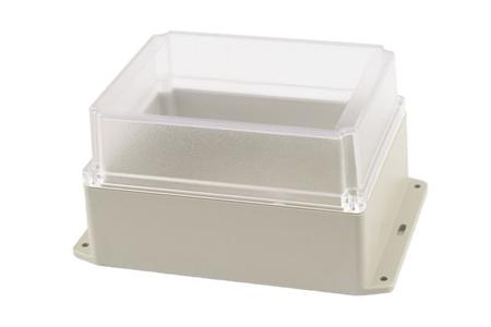 RP1385BFC Hammond RP Series Light Grey ABS General Purpose Enclosure, IP65, Flanged, Clear Lid, 186 x 146 x 110mm