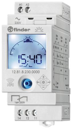 12.81.8.230.0000 NFC Finder Digital with NFC DIN Rail Time Switch 110 → 230 V ac, 1-Channel
