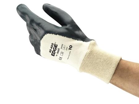 40400090 Ansell Edge 40400 Grey Cotton Oil Grip, Oil Repellent Work Gloves, Size 9, Foam Nitrile Coating