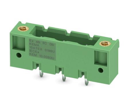 1796678 Phoenix Contact, 7.62mm Pitch, GMSTBV 2.5/ 3-GF-7.62 EX, 3 Way, , Pluggable Terminal Block, Header, Through Hole,