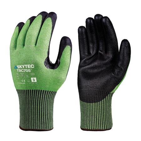 SKG00015EB Skytec TRC705 Black, Green HPPE, Polyester, Steel Fibre Abrasion Resistant, Cut Resistant Work Gloves, Size Extra