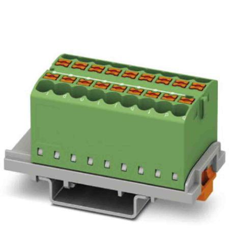 3273052 Phoenix Contact Distribution Block, 18 Way, 4mm², 24A, 690 V, Green