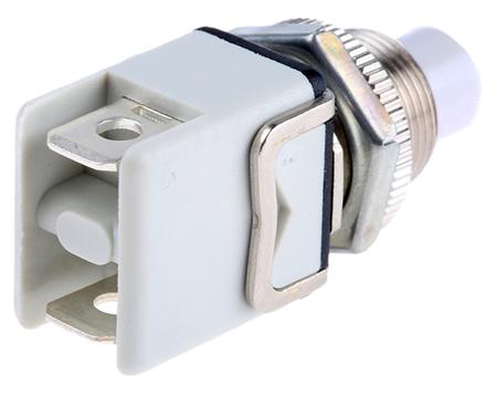 1212C-WHITE SP-NC Momentary Push Button Switch, Panel Mount