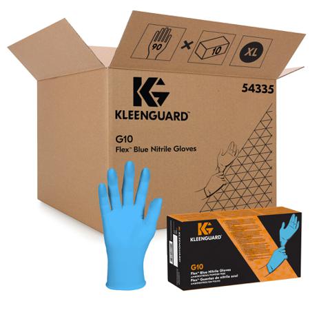 54335 Kimberly Clark G10 Blue Powdered Nitrile Disposable Gloves, Size XL, No, 900 per Pack
