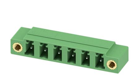 1847505 Phoenix Contact, 5.08mm Pitch, MC 1.5/ 6-GF-5.08, 6 Way, Right Angle, Pluggable Terminal Block, Header, Through Hole,