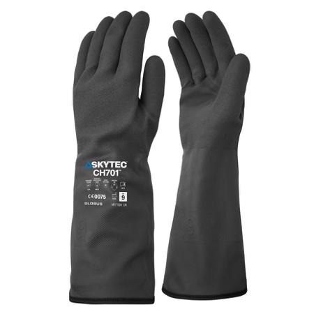 SKG00119BF Skytec CH701 Black Nylon Chemical Resistant Work Gloves, Size Medium, Butyl Coating