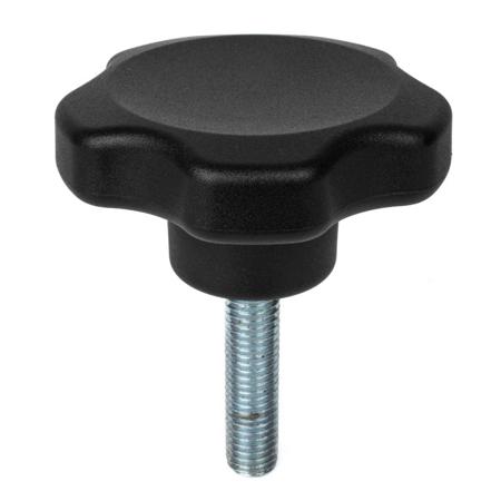 188-853 RS PRO Black Thermoplastic Multiple Lobes Clamping Knob, M12, Threaded Mount