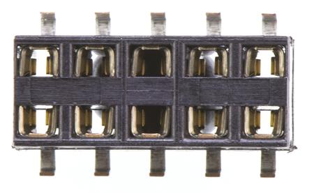 969973-5 TE Connectivity AMPMODU HV100 Series 2.54mm Pitch 10 Way 2 Row Straight PCB Socket, Surface Mount, Solder Termination