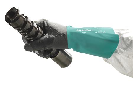 58430080 Ansell AlphaTec 58-430 Green Nitrile Chemical Resistant Work Gloves, Size 8, Nitrile Coating
