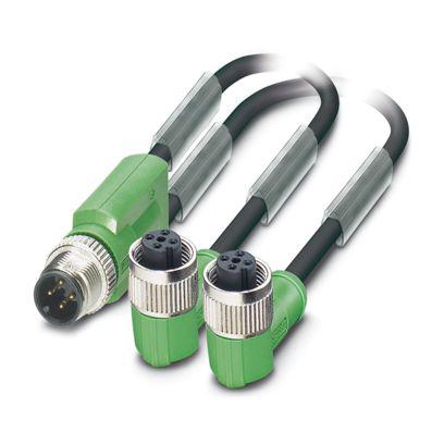 1668991 Phoenix Contact Male 3 way Straight Plug M12 to Female 3 way Angled Socket M12 Sensor Actuator Cable, 300 mm