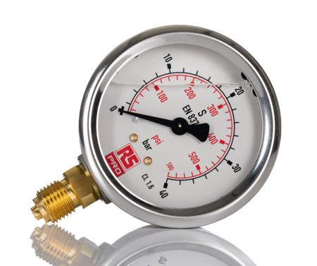 231-0193 RS PRO G 1/4 Bottom Entry Pressure Gauge 40bar, 0bar min.