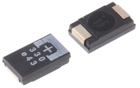 2R5TPE330M9 Panasonic 330μF 2.5 V dc Tantalum Capacitor Polymer Solid ±20% Tolerance POSCAP Series