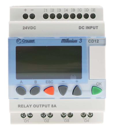 88970041 Crouzet Millenium 3 Series Logic Module, 24 V dc Supply, Relay Output, 8-Input, Analogue, Digital Input