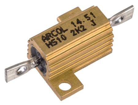 HS10-2K2-J Arcol HS10 Series Aluminium Housed Axial Wire Wound Panel Mount Resistor, 2.2kΩ ±5% 10W
