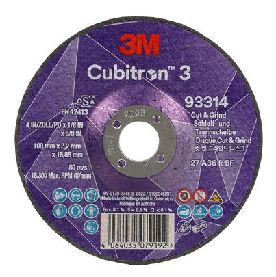 7100305445 3M 93314 Ceramic Cutting Disc, 100mm x 3.2mm Thick, 36+ Grade, 10 in pack