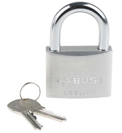 64TI/60 KA6607 ABUS 64TI Key Weatherproof Titanium Weatherproof Padlock, Keyed Alike, 9.5mm Shackle, 60mm Body
