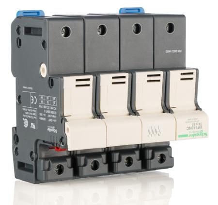 DF143NC Schneider Electric 50A Rail Mount Fuse Holder for 14 x 51mm Fuse, 3P+N, 690V ac