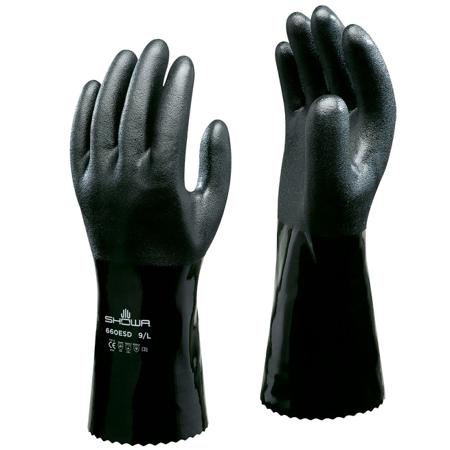 SHO6704 Showa 660ESD Black Cotton Anti-Static, Chemical Resistant Work Gloves, Size XL, PVC Coating