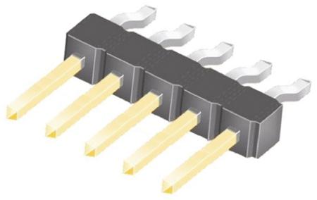 TSM-105-02-L-SH Samtec TSM Series Right Angle Surface Pin Header, 5 Contact(s), 2.54 mm Pitch, 1 Row, Unshrouded