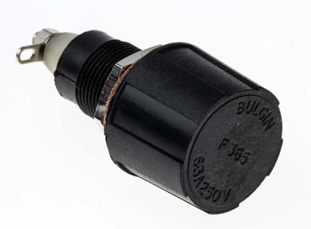 FX0365 Bulgin 6.3A Panel Mount Fuse Holder for 5 x 20mm Fuse, 1P, 250V ac
