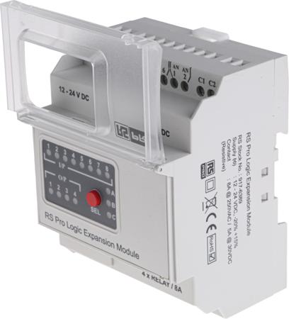 917-6389 RS Pro Expansion Module, 12 → 24 V dc, 8 x Input, 4 x Output Without Display