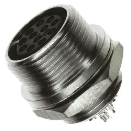 HR10A-10WTR-12S-73- Hirose HR10 Series, 12 Pole Panel Mount Micro Connector, with Female Contacts