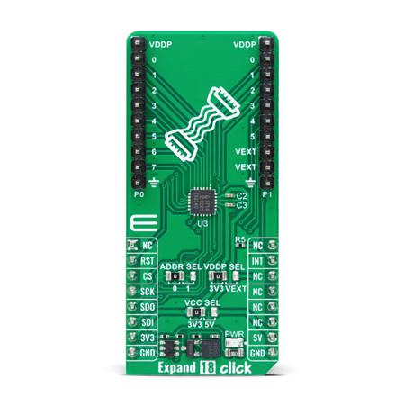 MIKROE-6200 MikroElektronika Ultra Low Voltage 14 Bit SPI I/O Expander From NXP PCAL9714 Remote Control Converter Module for And