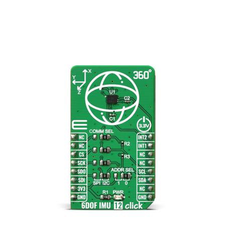 MIKROE-4073 MikroElektronika 6DOF IMU 12 Click MikroBus Click Board for BMI270, 6DOF IMU 12 Click System equipped with the