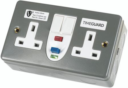 RCD07MAVN Timeguard 30A, BS Fixing, Active RCD Socket, Plastic, Surface Mount, Switched, 230 V ac