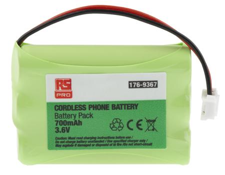 176-9367 RS PRO 3.6V NiMH Rechargeable Battery Pack, 700mAh - Pack of 1