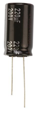 EEUEE2D221 Panasonic Aluminium Electrolytic Capacitor 220μF 200V dc 18mm EE RADIAL Series, Through Hole Electrolytic, ±20%