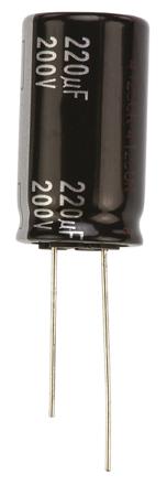 EEUEE2D221 Panasonic Aluminium Electrolytic Capacitor 220μF 200V dc 18mm EE RADIAL Series, Through Hole Electrolytic, ±20%