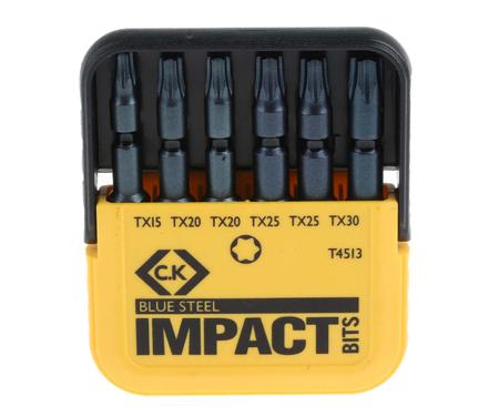 T4513 CK Impact Bit Set 6 Pieces, Torx