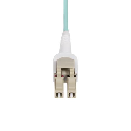450FBLCLC5SW StarTech.com LC to LC Duplex Multi Mode OM4 Fibre Optic Cable, Light Blue, 5m