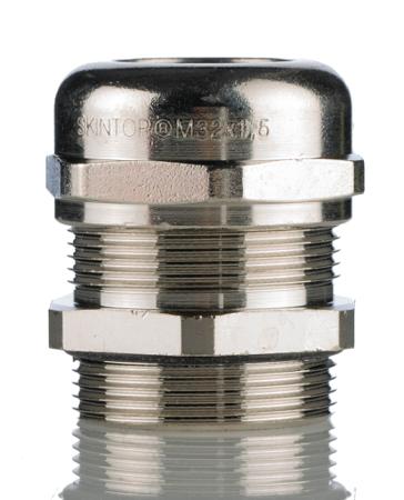 53112650 Lapp SKINTOP Series Metallic Nickel Plated Brass Cable Gland, M32 Thread, 11mm min., 21mm max., IP68