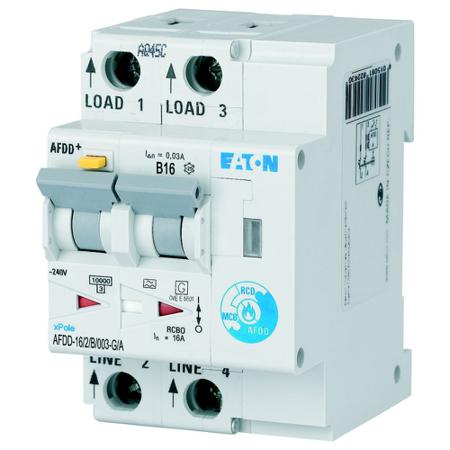 MB-300168-AFDD-16-2-B-003-G-A Eaton RCBO, 10kA Current Rating, 2P Poles, Type B, AFDD Range