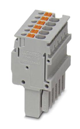 3212552 Phoenix Contact, PP-H 1.5/S/6, Pluggable Terminal Block, Plug, Push In Termination,