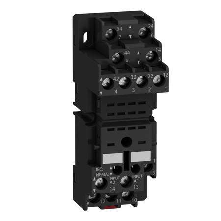 RXZE2M114 Schneider Electric RXZ 4 Pin <250V DIN Rail Relay Socket, for use with Plug-In Relay 782H with 4 C/O Contact,